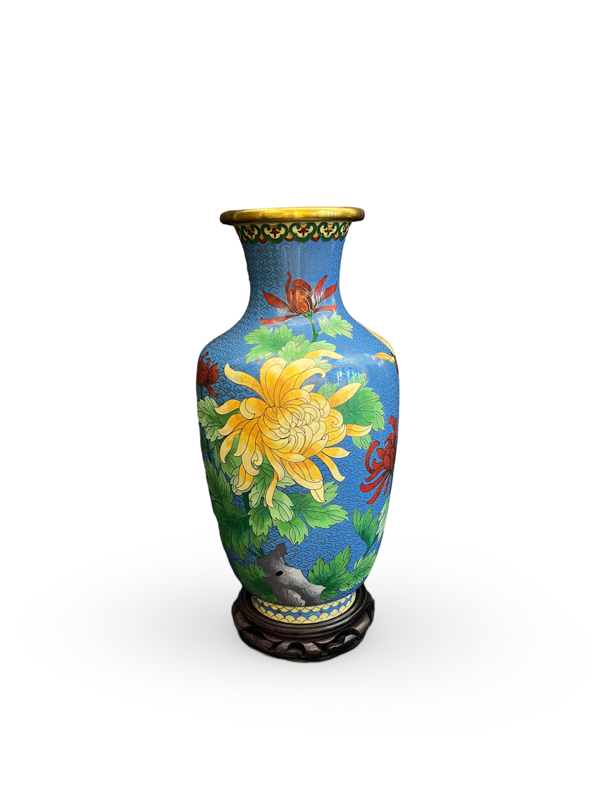 Cloisonné Enamel Vase with Chrysanthemum Motif