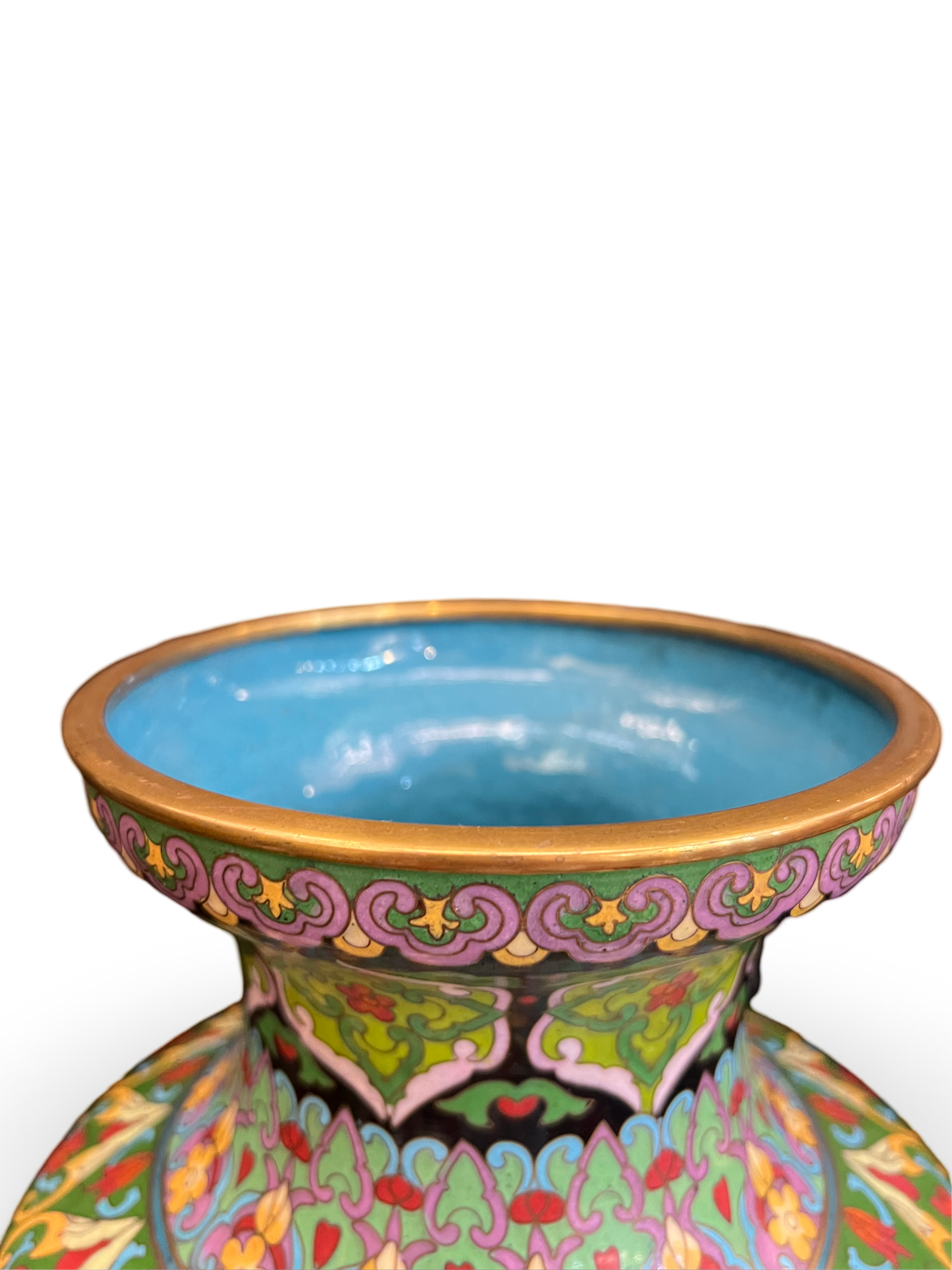 Cloisonné Enamel Baluster Vase with Floral and Bird Motif