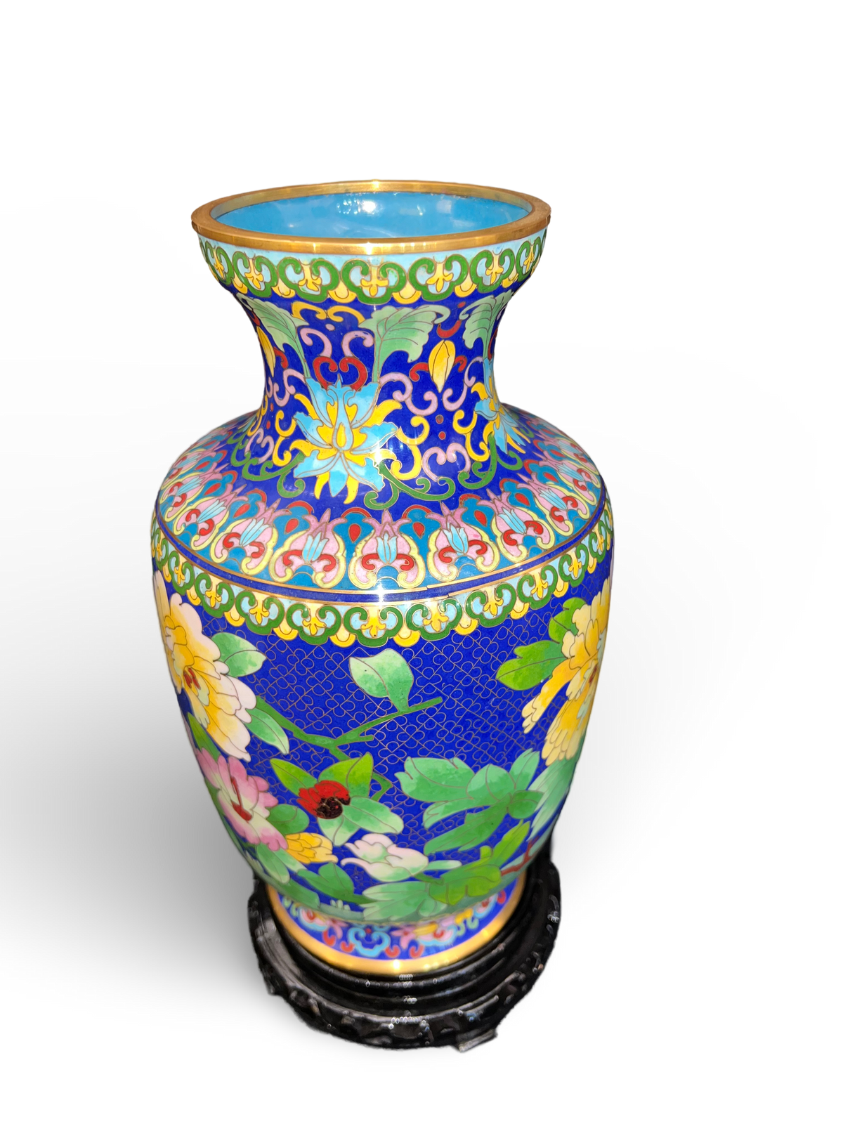 Cloisonné Baluster Vase with Two Tangerine Birds