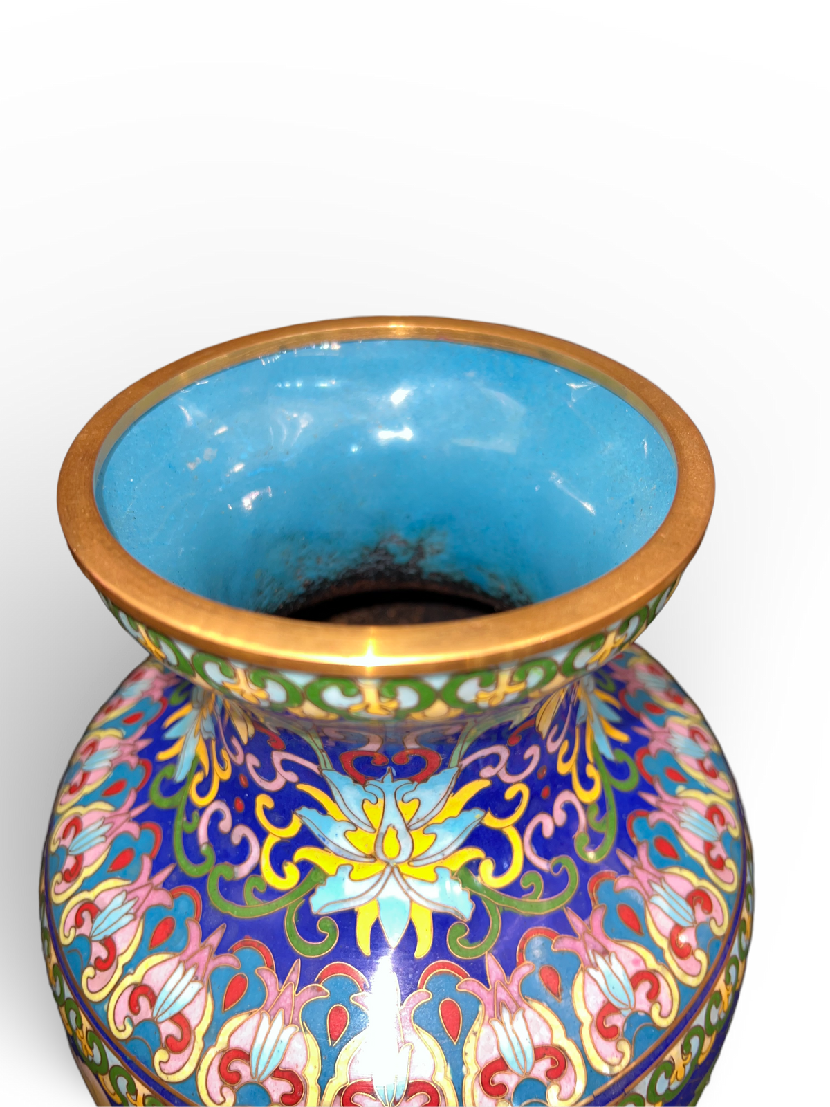 Cloisonné Baluster Vase with Two Tangerine Birds