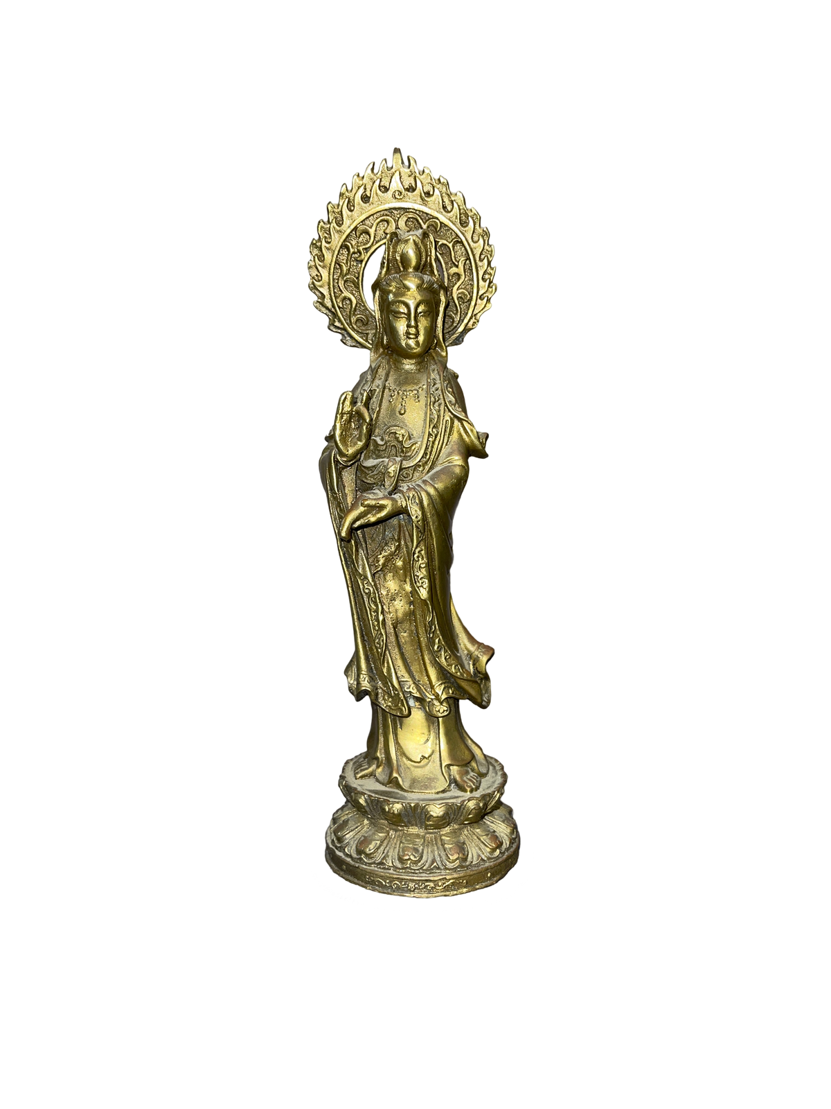 Bronze Sculpture of Bodhisattva Guanyin with Halo