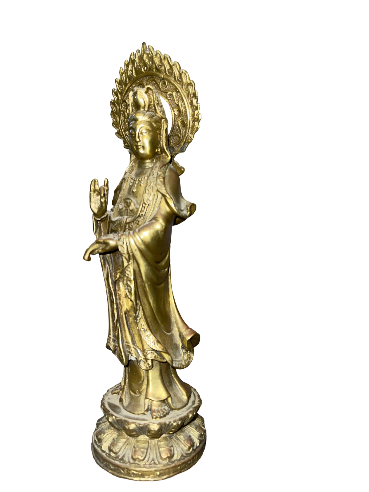 Bronze Sculpture of Bodhisattva Guanyin with Halo