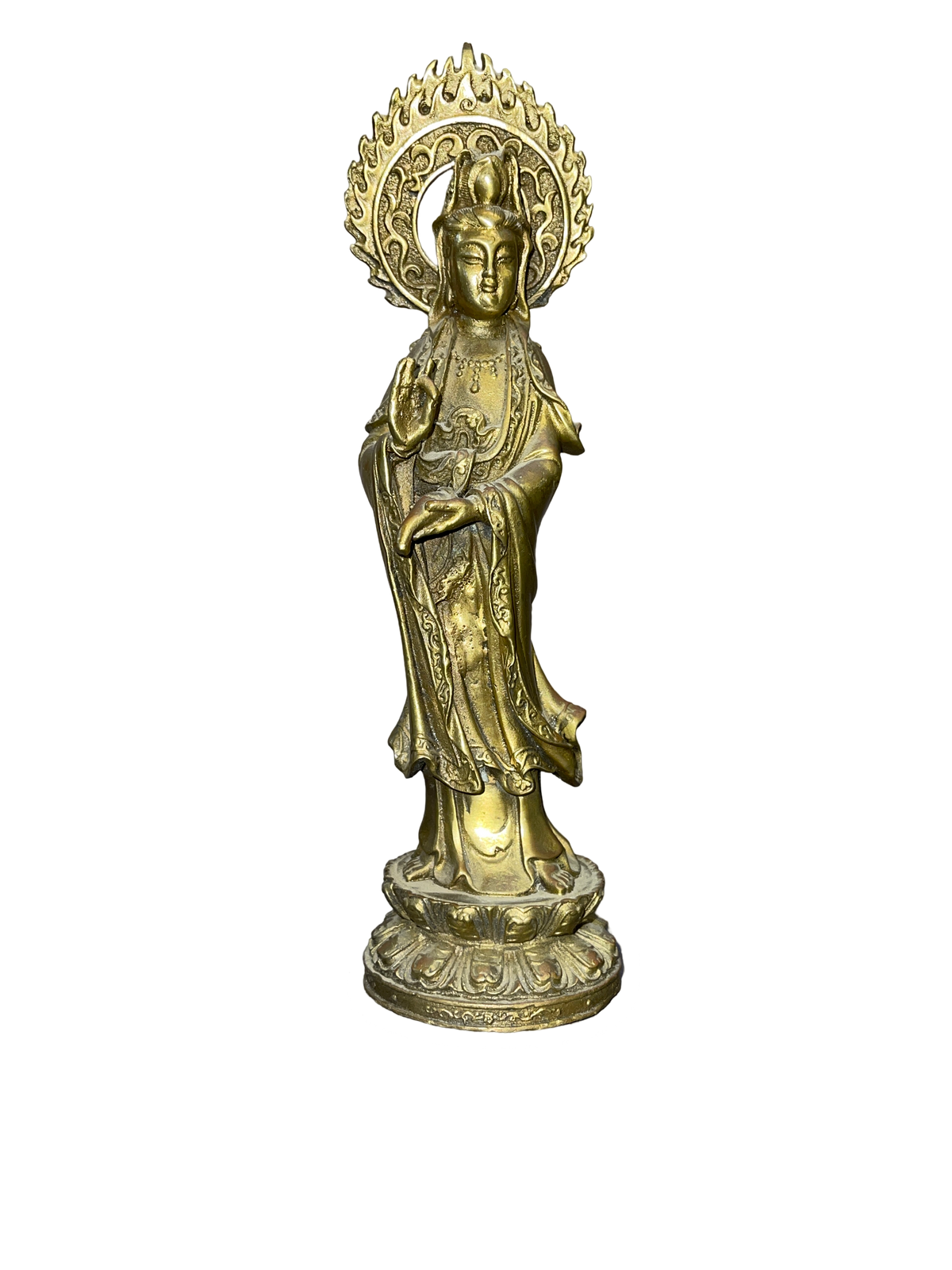 Bronze Sculpture of Bodhisattva Guanyin with Halo