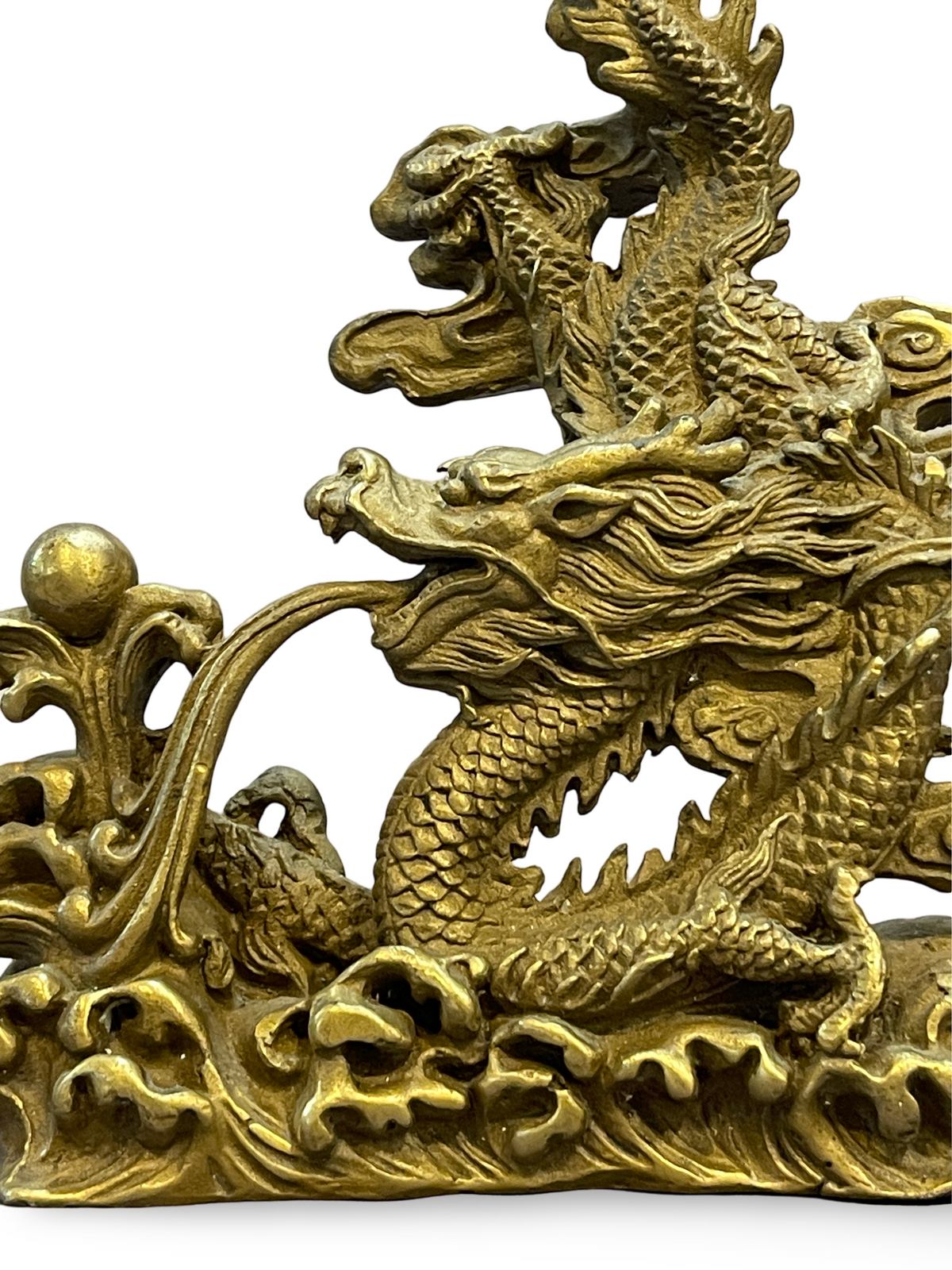 Bronze Sculpture of a Lung Dragon with Flaming Pearl