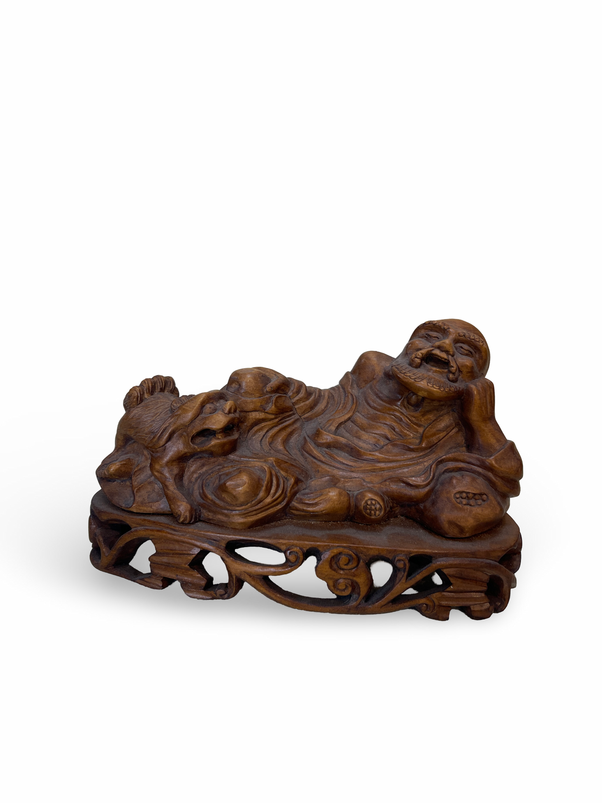 Carved Wooden Figure of a Reclining Buddha
