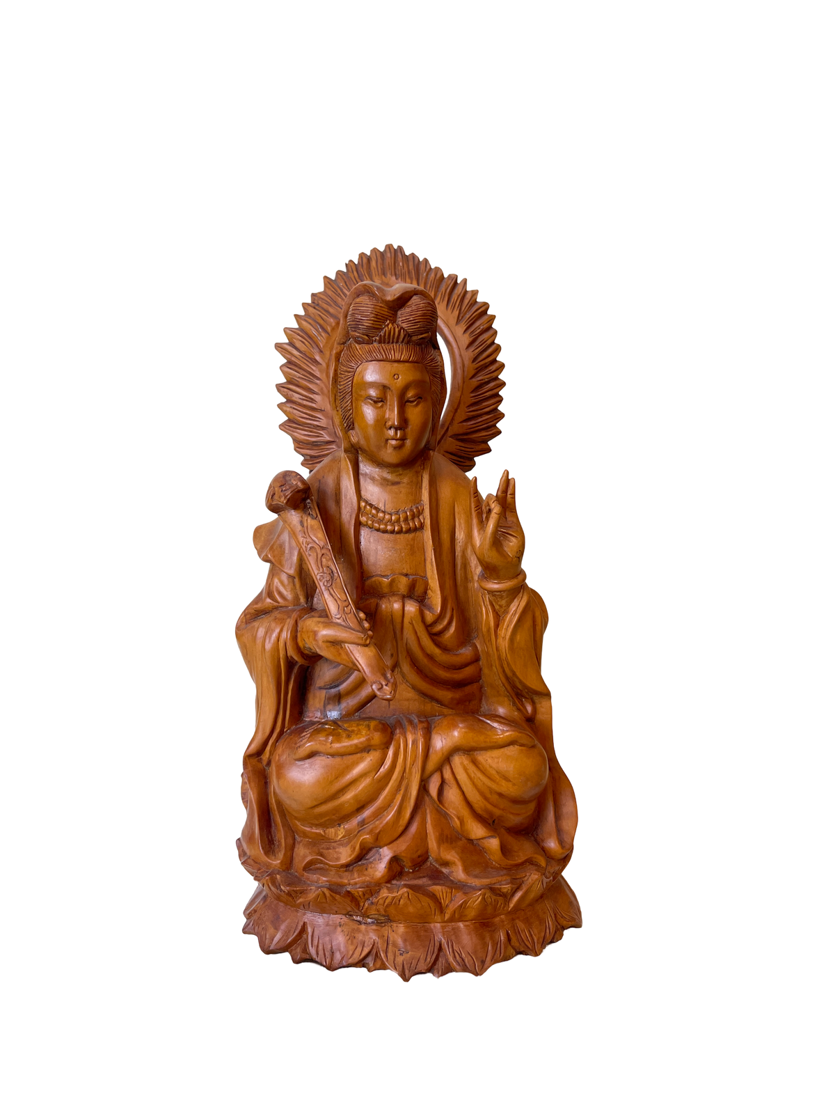 Carved Wooden Seated Bodhisattva