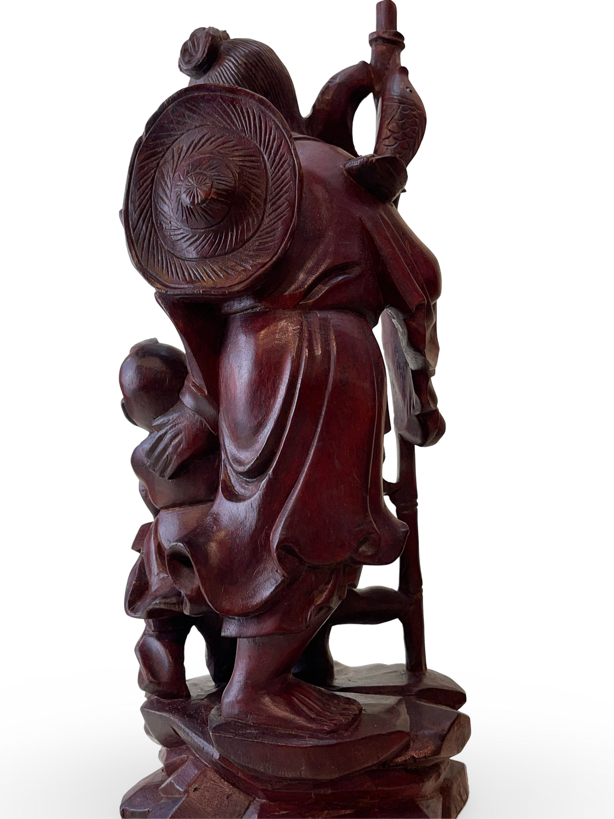 Carved Wooden Figure of a Sage with Child