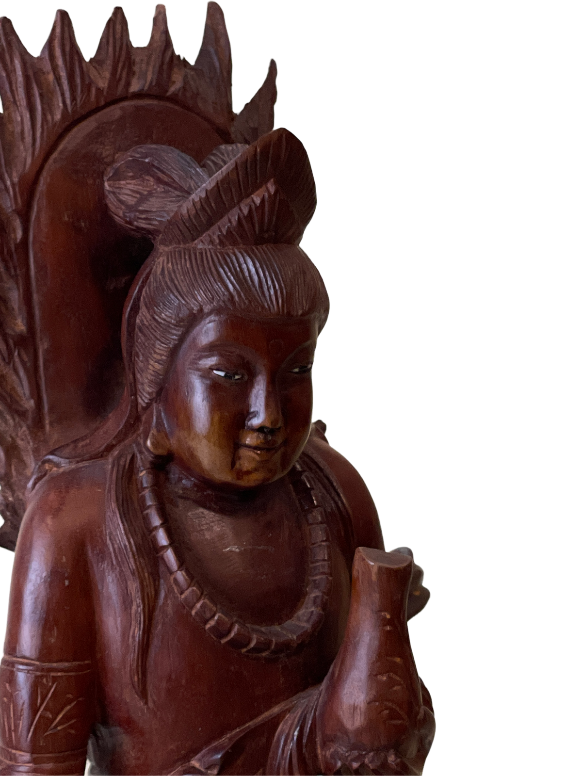 Carved Wooden Figure of a Deity Riding a Fish