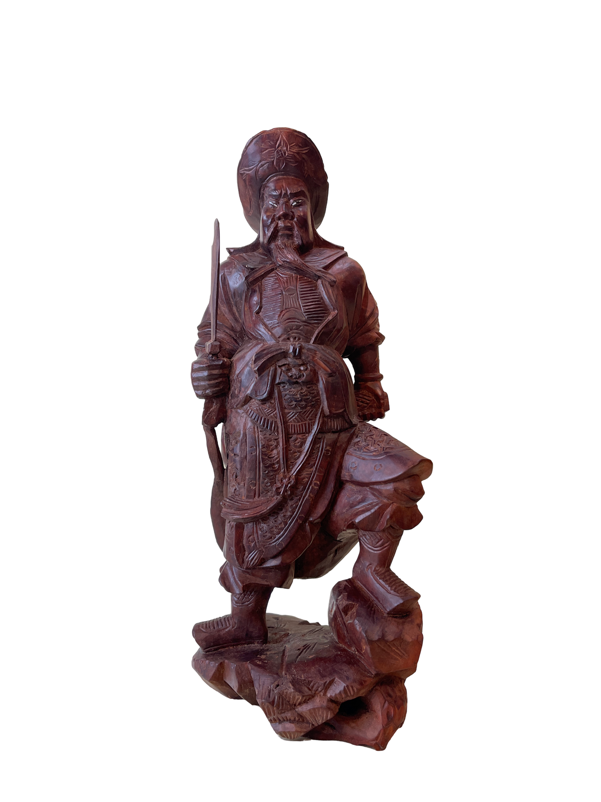 Carved Wooden Figure of a Warrior with Sword