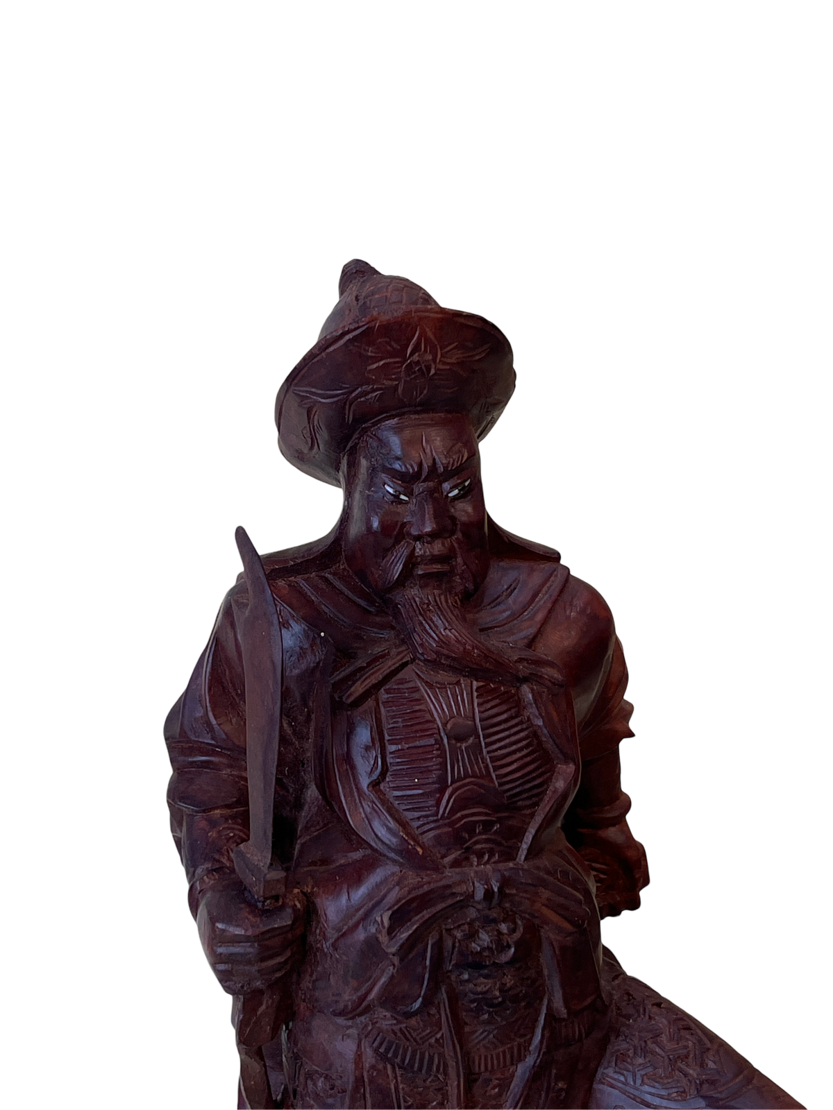 Carved Wooden Figure of a Warrior with Sword