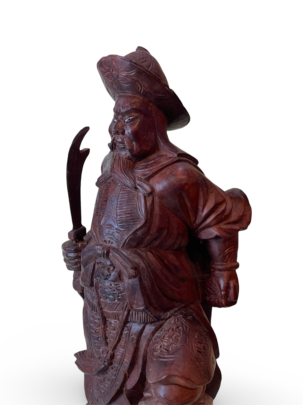 Carved Wooden Figure of a Warrior with Sword