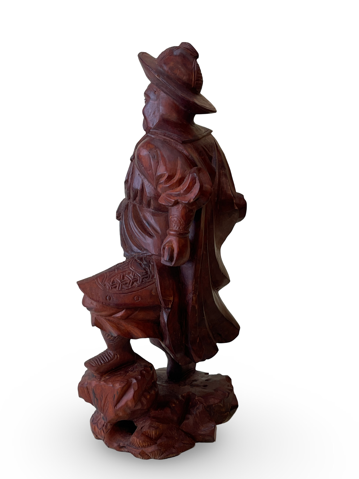 Carved Wooden Figure of a Warrior with Sword