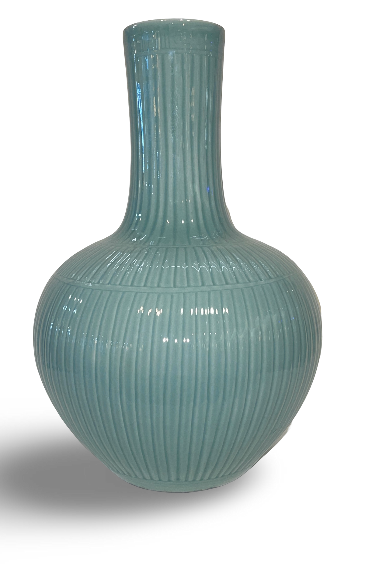 Celadon Ribbed Tianqiuping Vase