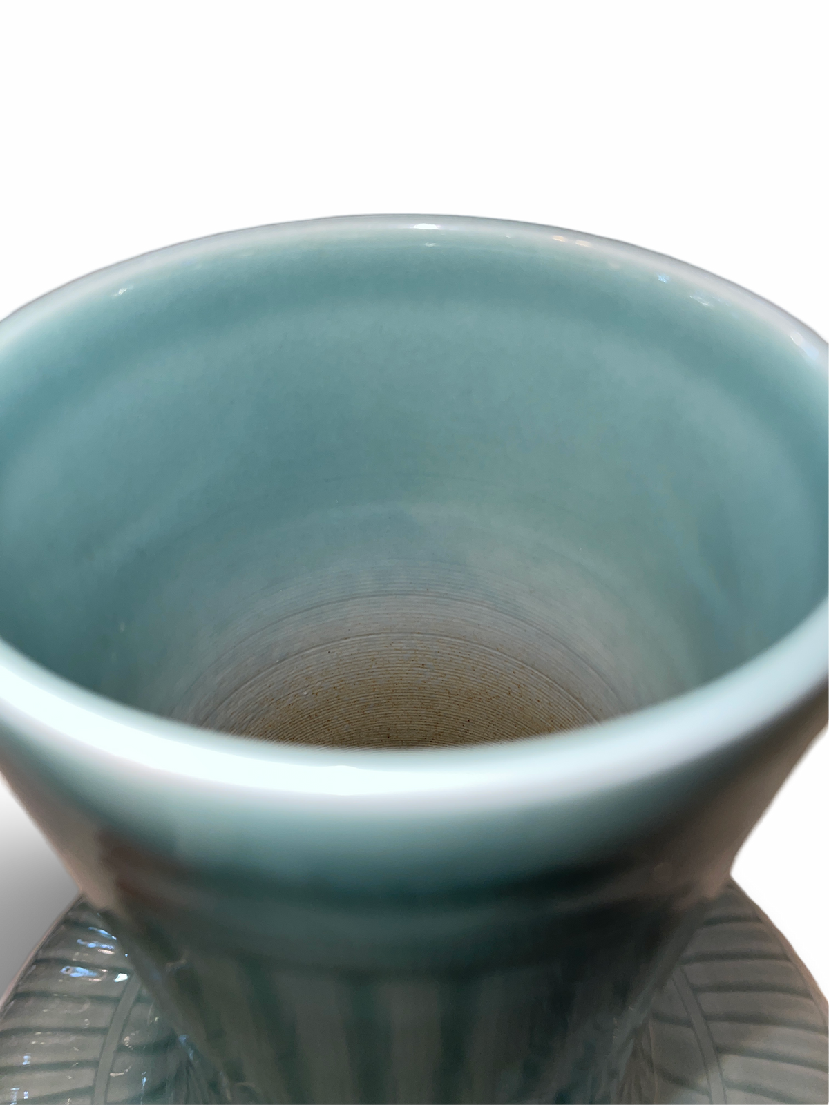 Celadon Ribbed Tianqiuping Vase