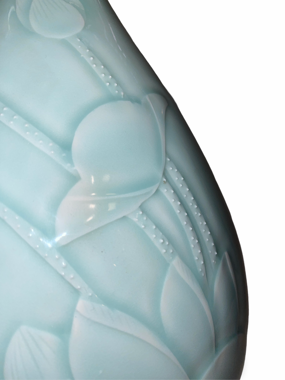 Carved Celadon Tianqiuping Vase with Lotus and Leaf Motif